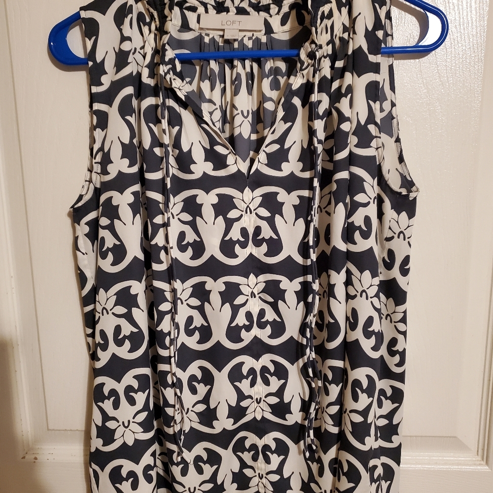 Navy and white blouse